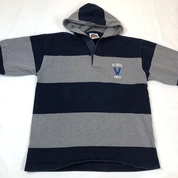 Villanova Lacrosse Barbarian Hooded Striped Rugby Long Sleeve #17 Mens Large - Picture 3 of 13